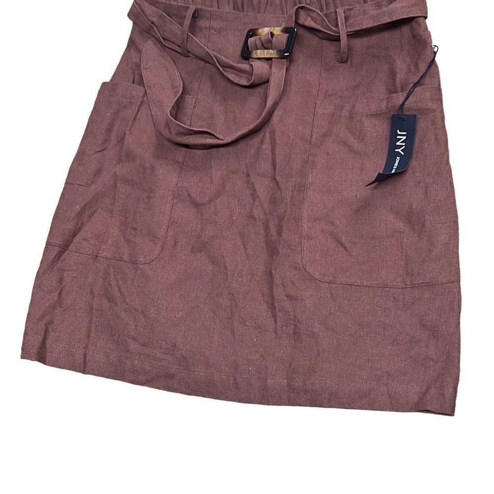 Jones New York Women's Brown A-Line Belted Mini Skirt Size Small